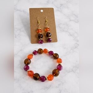 2 PC SET Elegant Beaded Bracelet and Earring Set